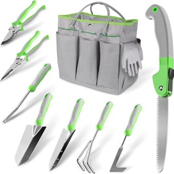 10 Piece Gardening Tool Set,untovei Stainless Steel Garden Hand Tool Kit with Large Gardening Storage Bag Ideal Outdoor Garden Tool Set Gift with...