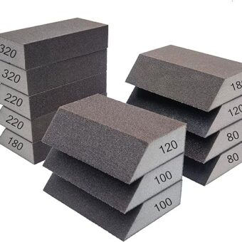 12 Pack Single Sanding Sponge Set - 80/100/120/180/220/320 Grit Sanding Blocks Assortment, Washable and Reusable