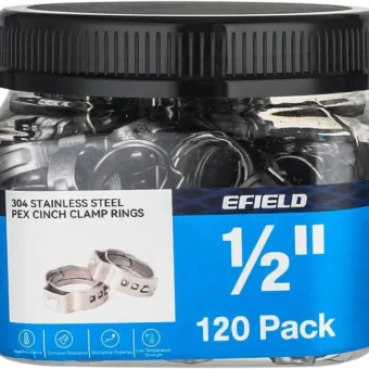 120-Pack EFIELD 1/2-inch Stainless Steel Pex Cinch Clamp Rings for Pex Tubing Pipes