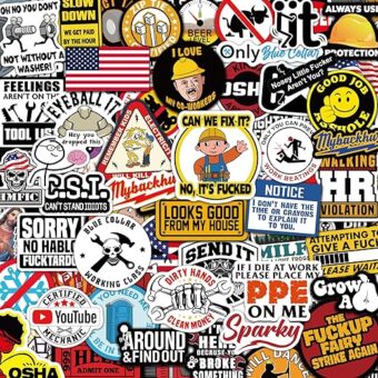 123 PCS Hard Hat Stickers (Dirty) for Tool Box, Helmet, Funny Stickers for Adults, Prank Meme Vinyl and Waterproof Decals for Mechanics,...