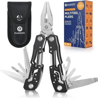 14-In-1 Multitool with Safety Locking, Professional Stainless Steel Multitool Pliers Pocket Knife, Bottle Opener, Screwdriver with Nylon Sheath...