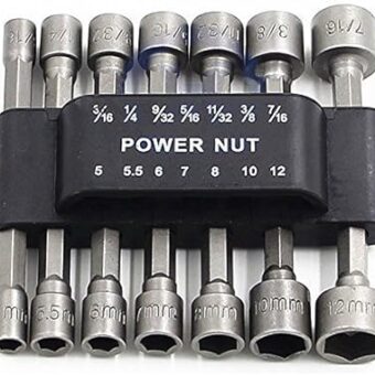 14pcs Power Nuts Driver Drill Bit Tools Set Metric Socket Wrench Screw 1/4'' Driver Hex Keys