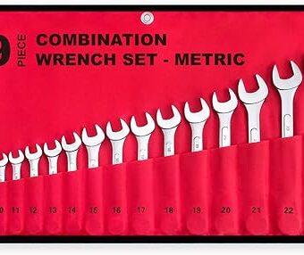 19-Piece Complete Metric Combination Wrench Set in Roll-up Pouch, No Skipped Metric Sizes 6mm - 24mm | Best Value Wrench Set, Ideal for General...