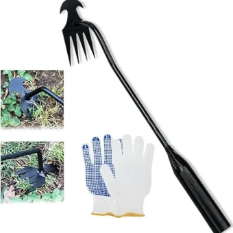 1pcs Weeding Artifact Uprooting Weeding Tool, Weed Puller Tool 4 Teeth Manganese Steel Garden Weed Pulling Tool, Hand Weeder Tool for Gardening...