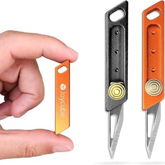 2-Pack Mini Utility Knife Box Cutter, Compact Retractable Package Letter Opener, Small Pocket Knife EDC Cutting Tool (Black/Orange)