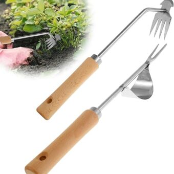 2 Pcs Hand Weeder Tool, Stainless Steel Weed Pulling Tool for Gardening, V-Shaped Hand Weeder Multifunction Weed Remover Tool Set Garden Weed...