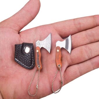 2pcs Axe Shape Mini Pocket Knife Small Keychain Hatchet Tiny Thumb Multitool Box Cutter Tools