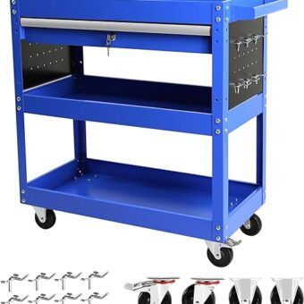 3 Tier Rolling Tool Cart - Heavy Duty Utility Cart Tool Organizer with Storage Drawer | Tool Chest Portable Rolling Tool Box on Wheels for...