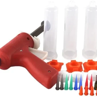 30ml Manual Syringe Gun Single Liquid Glue Gun and 30cc Cones 5Pcs and Dispensing Tips Silicone Glue Adhesive Bonding Extrusion Tool