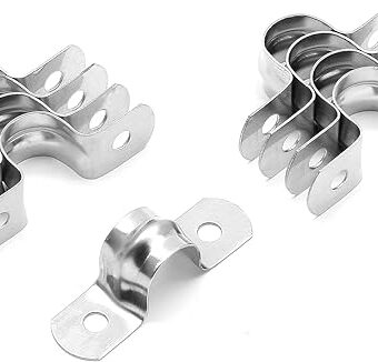 30Pcs 1/2 Inch Stainless Steel Conduit Clamps, Two Hole Strap U Bracket Rigid Pipe Strap Metal U Clamp Conduit Strap Tension Clips U-tube Clamp...