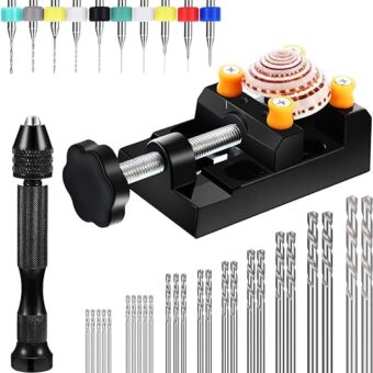 37 Pieces Hand Drill Tool Set, Pin Vise Hand Drill, Miniature Drill Mini Twist Drill Bit, Bench Vice for Craft Carving Resin DIY Jewelry...