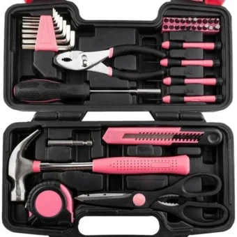 39pcs Pink Tool Set Household Tools Kit Box Tool Box Tool Set Tool Bag Storage Box Tool Box Organizer Mechanic Tool Set Tools for Mechanics Multi...