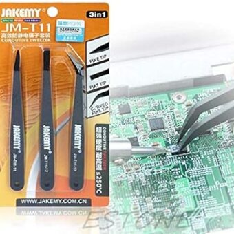 3X Safe Anti-static Steel Maintenance Tweezer Straight Repair Tool Set Hand Tools Mechanic