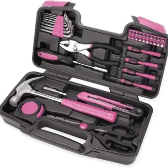 40-Piece All Purpose Household Pink Tool Kit for Girls, Ladies and Women - Includes All Essential Tools for Home, Garage, Office and College...