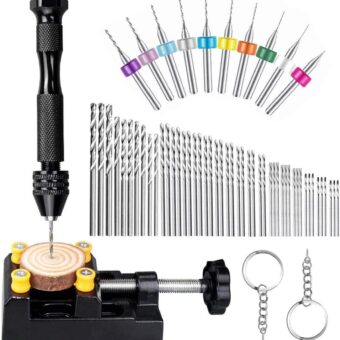 62 Pieces Pin Vises Hand Drill Bits Set Micro Twist Manual Rotary Hobby Drill Tools with Clamp for Jewelry Making, Craft Carving, DIY, Woodworking,...