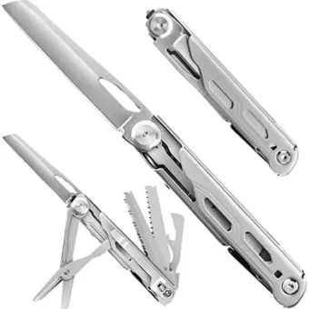 9-in-1 Multi Tool, Pocket Knife, Multitool Folding Knife for Camping Hiking Survival Fishing, Stainless Steel Lockable Multitool Knife Saw Scissors...