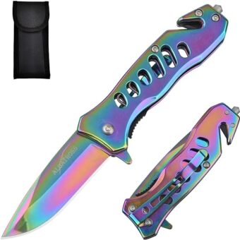 ALBATROSS EDC Cool Sharp Tactical Folding Pocket Knife,SpeedSafe Spring Assisted Opening Knifes with Liner Lock,Pocketclip,Glass Breaker,Seatbelt...