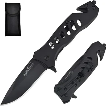 ALBATROSS EDC Cool Sharp Tactical Folding Pocket Knife,SpeedSafe Spring Assisted Opening Knifes with Liner Lock,Pocketclip,Glass Breaker,Seatbelt...