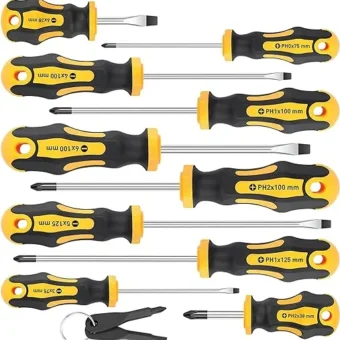 Amartisan 10-Piece Magnetic Screwdrivers Set, 5 Phillips and 5 Slotted Tips Professional Cushion Grip Screwdriver Set