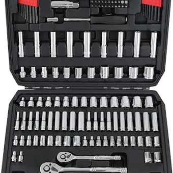 Amazon Basics Mechanic's Tool Socket Set With Case, 123-Piece