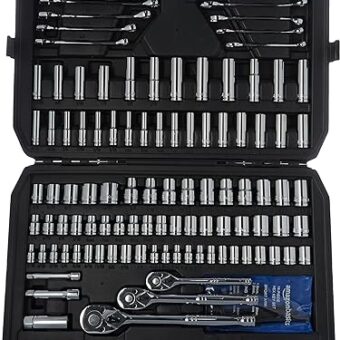 Amazon Basics Mechanic's Tool Socket Set With Case, 201-Piece