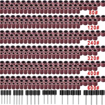 AUSTOR 384 Pieces Drum Sander Set Including 360 Pieces Nail Sanding Band Sleeves and 24 Pieces Drum Mandrels for Dremel Rotary Tool