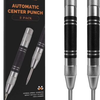 Automatic Center Punch 5 Inch Spring Loaded Center Punch Adjustable Tension Punch Tool for Metal Wood Glass Plastic(2 Pack)