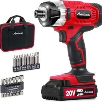 AVID POWER Impact Driver Kit, 180N.m. 20V Cordless 1/4-Inch Hex Impact Drill/Driver Set, Variable Speed, with 14Pcs Sockets, 10Pcs Driver Bits and...