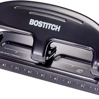 Bostitch Office EZ Squeeze 20 Sheet Standard 3 Hole Punch, Metal Construction, Silver/Black (HP20)