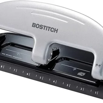 Bostitch Office EZ Squeeze 3-Hole Punch, 20 Sheet Capacity, Reduced Effort, No Jam Technology , Silver , 2" x 4.4" x 11.1"