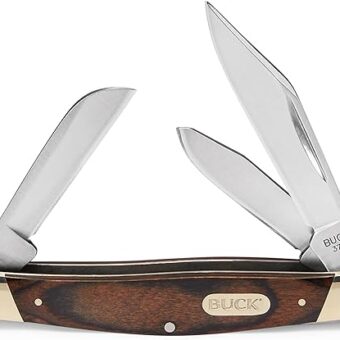 Buck Knives 371 Stockman 3-Blade Pocket Knife with Woodgrain Handle