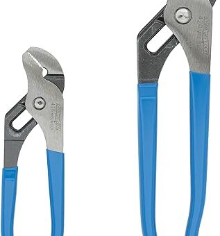 Channellock 2 Piece Tongue and Groove Pliers Set - 9.5-Inch, 6.5-Inch | Straight Jaw Groove Joint Pliers | Laser Heat-Treated 90° Teeth| Forged...