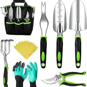 Complete Garden Tools Set - Durable Gardening Supplies Gifts for Women Men Mom or Dad | Ergonomic Gardening Hand Tools Kit Includes Weeder, Pruner,...