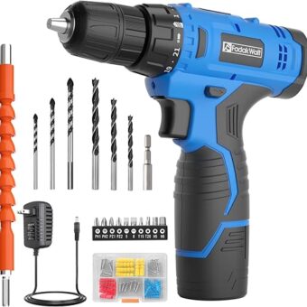 Cordless Drill/Driver Set,12V 3/8" Electric Power Drill Kit with 1.3AH Battery & Charger,21+1 Torque Setting,180 inch-lbs, with LED Electric Drill...