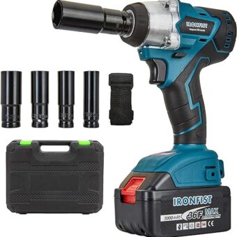 Cordless Impact Wrench, Electric Power Impact Screwdriver with 21V Lithium Battery Brushless Motor with 420Nm Torque