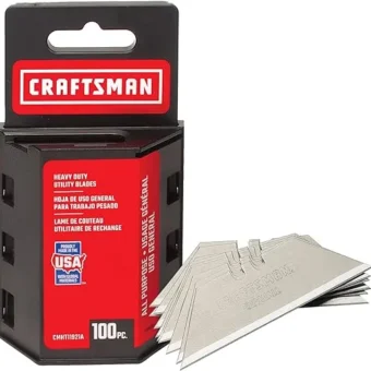 CRAFTSMAN Utility Knife Blades, 100 Pack, For Drywall, Leather, Rubber and More (CMHT11921A)