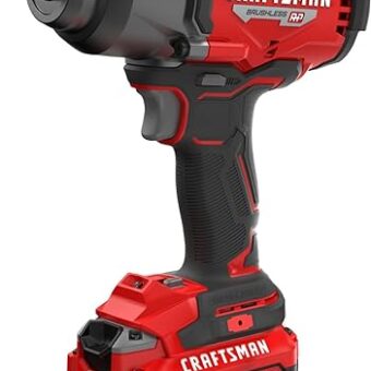 Craftsman V20 RP Impact Wrench, Cordless, Brushless, High Torque, 1/2 Inch, 4Ah Battery and Charger Included (CMCF940M1)