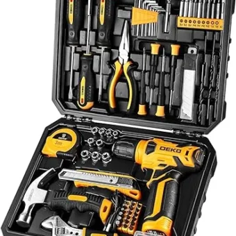 DEKOPRO 126 Piece Power Tool Combo Kits with 8V Cordless Drill, 10MM 3/8'' Keyless Chuck, Professional Household Home DIY Hand Tool Kits for Garden...