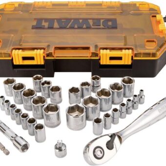 DEWALT Socket Set, 1/4-Inch & 3/8-Inch Drive, SAE/Metric, 34-Piece (DWMT73804)