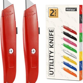 DIYSELF 2Pack Utility Knife Box Cutter Retractable Blade Heavy Duty(Red)