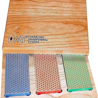 DMT W6EFC Deluxe Diamond Knife Sharpening Kit with Hard Wood Box, Set of 3 Diamond Sharpening Stones, 6-Inch