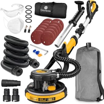 Drywall Sander, 6.5-amp Powerful Electric Drywall Sander with Vacuum, 95% Dust Absorption, 7 Variable Speed 900-1800RPM, Dustless Floor Sander with...