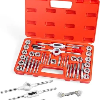 EFFICERE 40-Piece Premium Tap and Die Set, SAE Unified Screw Thread, Size #4 to 1/2” | Include UNC Coarse, UNF Fine and NPT Threads | Essential...