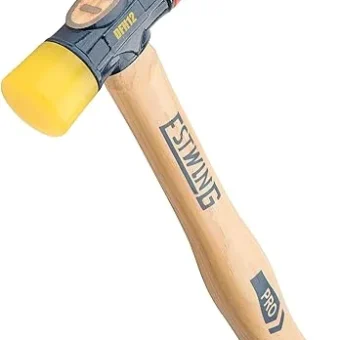 Estwing - DFH-12 Rubber Mallet - 12 oz Double-Face Hammer with Soft/Hard Tips & Hickory Wood Handle - DFH12,Black Red & Yellow