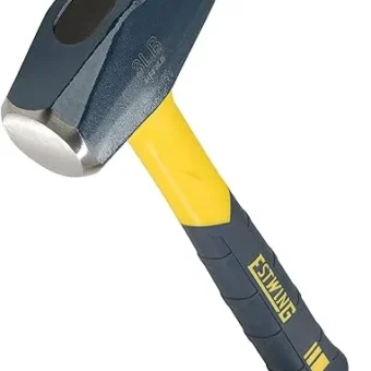 ESTWING Sure Strike Drilling/Crack Hammer - 3-Pound Sledge with Fiberglass Handle & No-Slip Cushion Grip - MRF3LB,Blue/Yellow