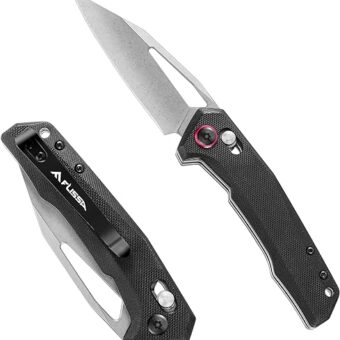 FLISSA Pocket Knife, Folding EDC Knife, 3.25 inch D2 Blade, Axis Lock, G10 Handle, for Outdoors, Hiking, Camping, Black