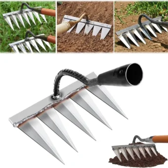 Garden Rake Head,Weed Rake,Iron Rake, 4/5/6/7 Teeth Metal Rake Head,Sharp Durable Garden Weeding Tools,Gardening Tools Heavy Duty Hand Rake Tools...