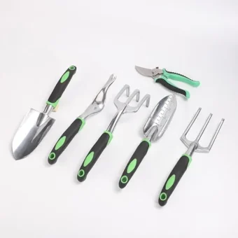 Garden Tool Set Heavy Duty 6 Piece Gardening Kit Aluminum Garden Shovel for Digging Hand Trowel Weeder Cultivator Rake with Ergonomic Non-Slip...