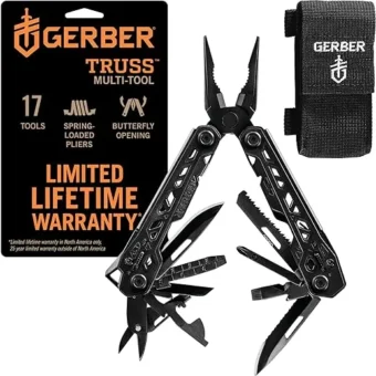 Gerber Gear Truss 17-in-1 Needle Nose Pliers Multi-tool with MOLLE Sheath - Multi-Plier, Pocket Knife, Serrated Blade, Screwdriver, Bottle Opener -...