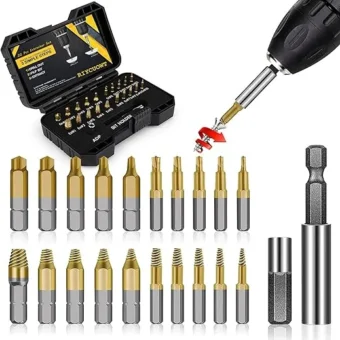 Gifts for Men, 22Pcs Titanium Damaged Screw Extractor Set - Stocking Stuffers for Men Him Adults,Remover for Stripped Screws Nuts & Bolts Drill Bit...